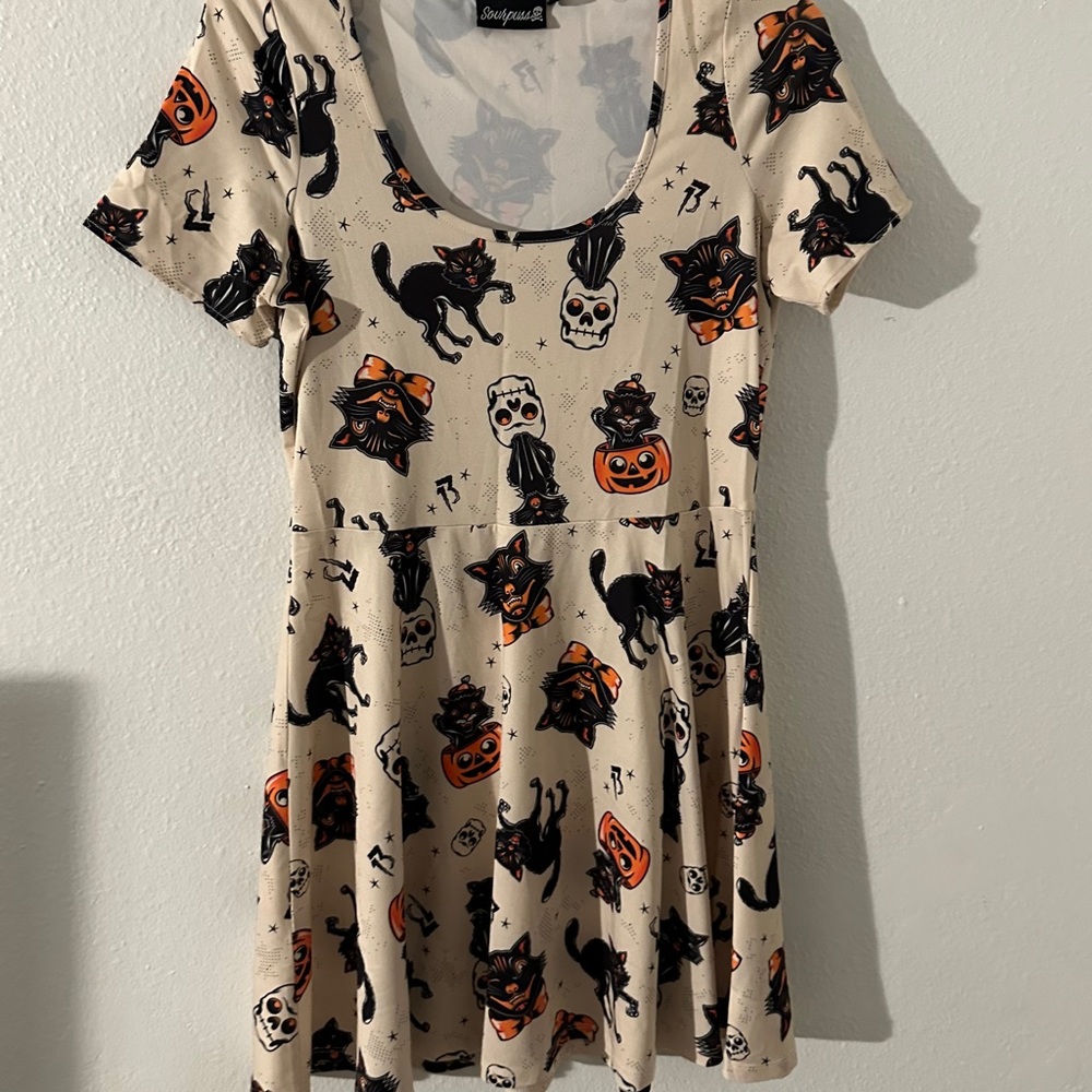 Sourpuss black cat dress